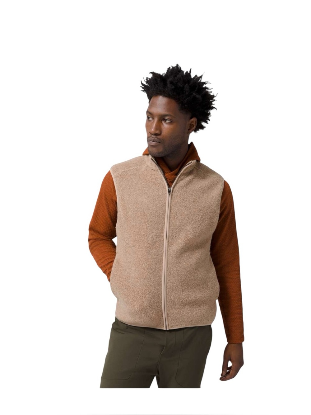 Lululemon Tundra Trek Vest Heathered Sandstone Wool Blend Sherpa Fleece Size S